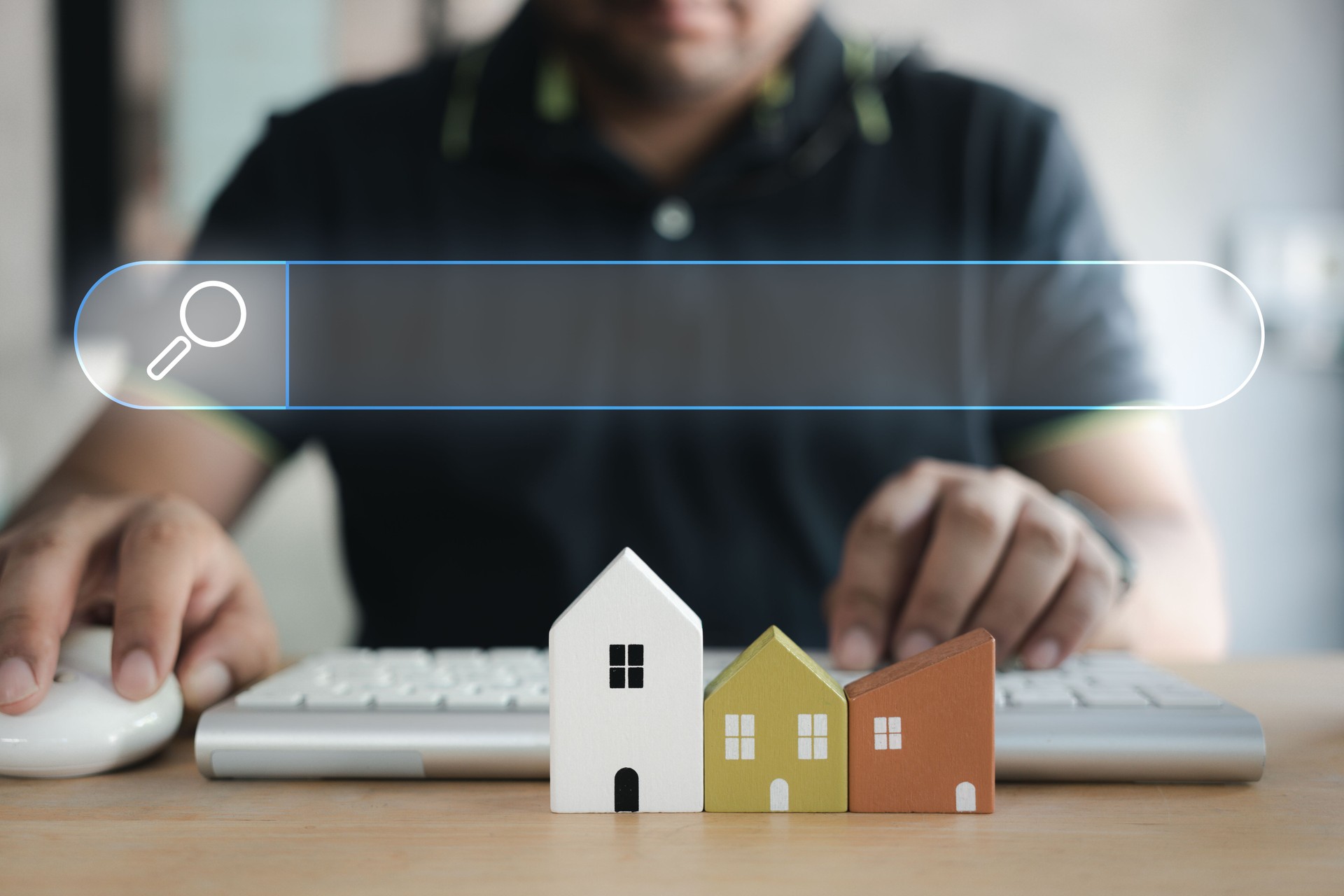 Using searching browsing internet data information. House searching, choice of location for buy or rent